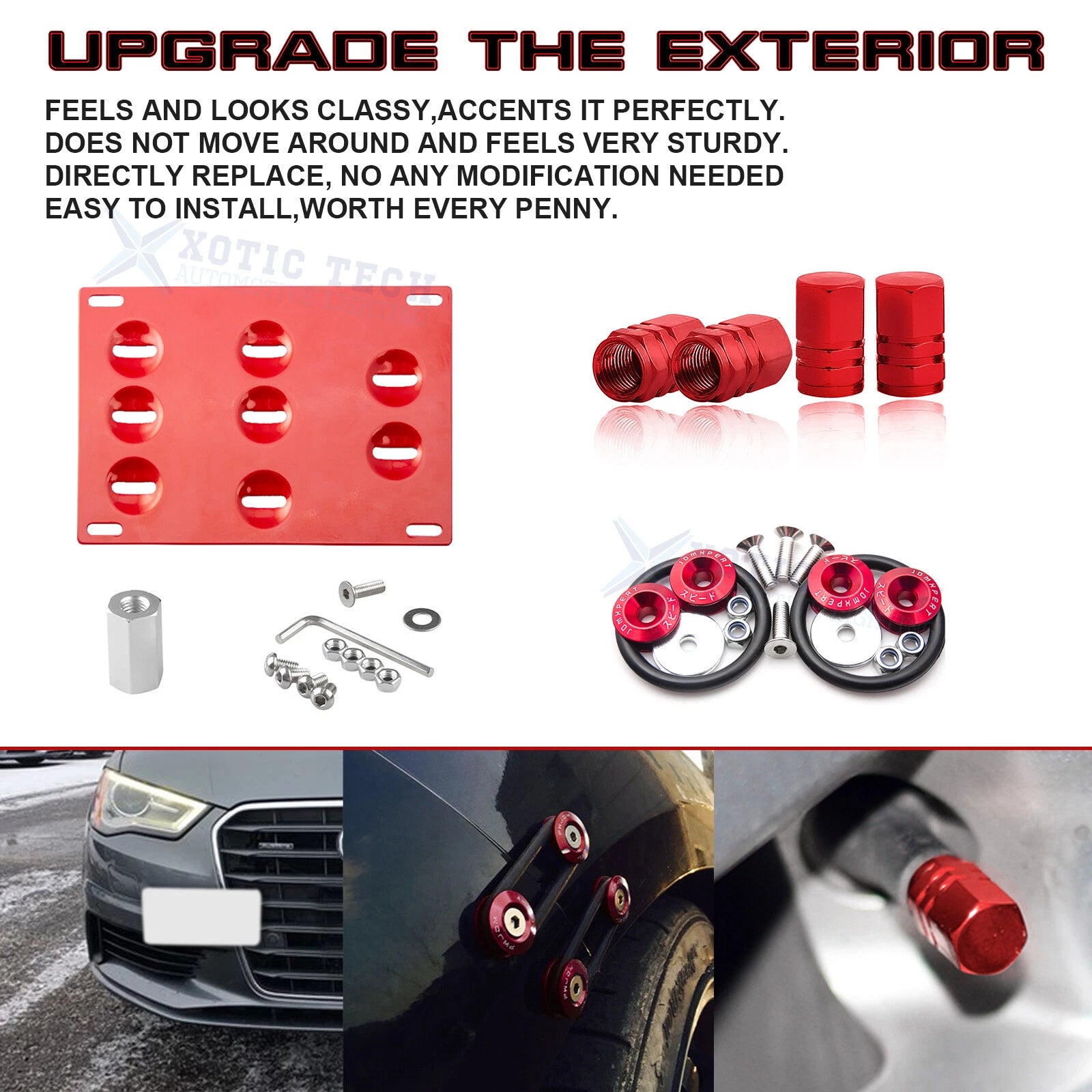 Tow Hook License Plate + Air Valve + Release Fastener for Audi A4 A5 S5 A7 (2011-2024)