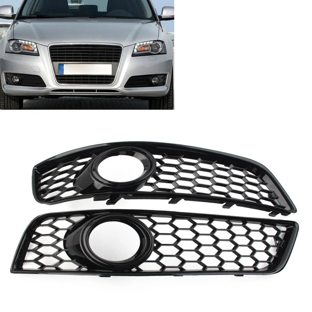 Front Bumper Honeycomb Fog Light Grille Cover for Audi A3 8P (2009–2013)