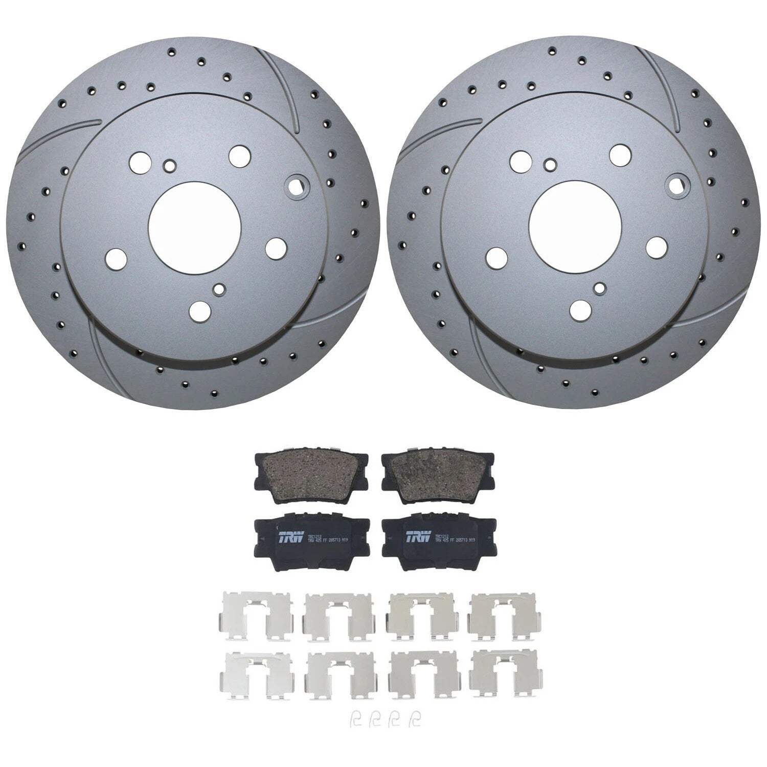 Rear Brake Kit Set of 4 Drilled Disc Rotors & Ceramic Pads for HS250h RAV4 (2010–2015)