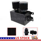 2 Port Dual Breather Filter Oil Catch Can Reservoir Tank Kit for Universal
