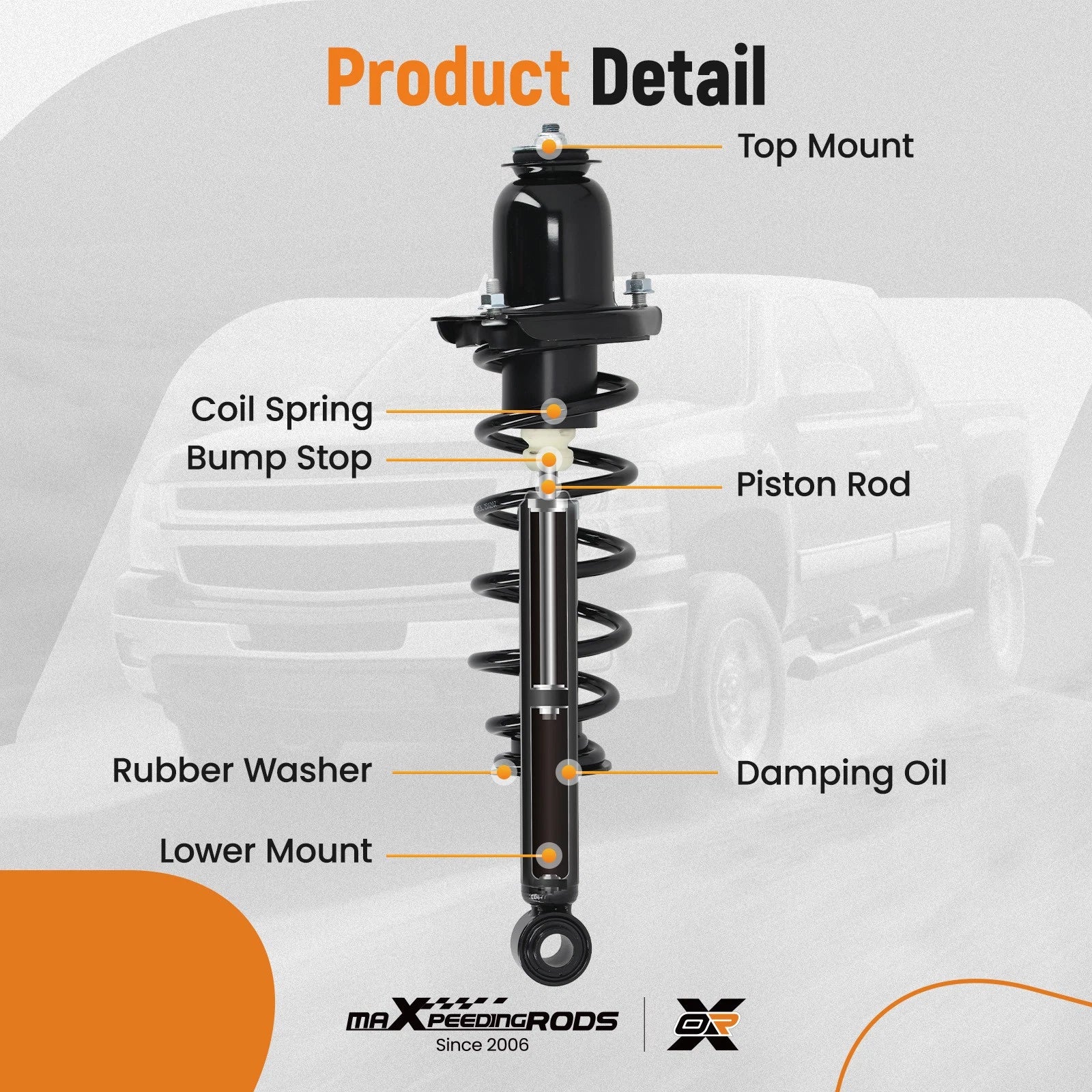 Set of 2 Rear Complete Struts Shock Absorbers for Toyota Prius (2004–2009)