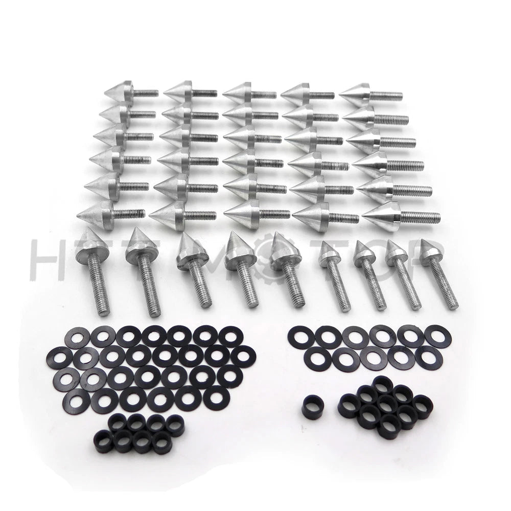 Set of 10 Spike Fairing Bolts for Yamaha YZF R6 (2003–2007) - Silver