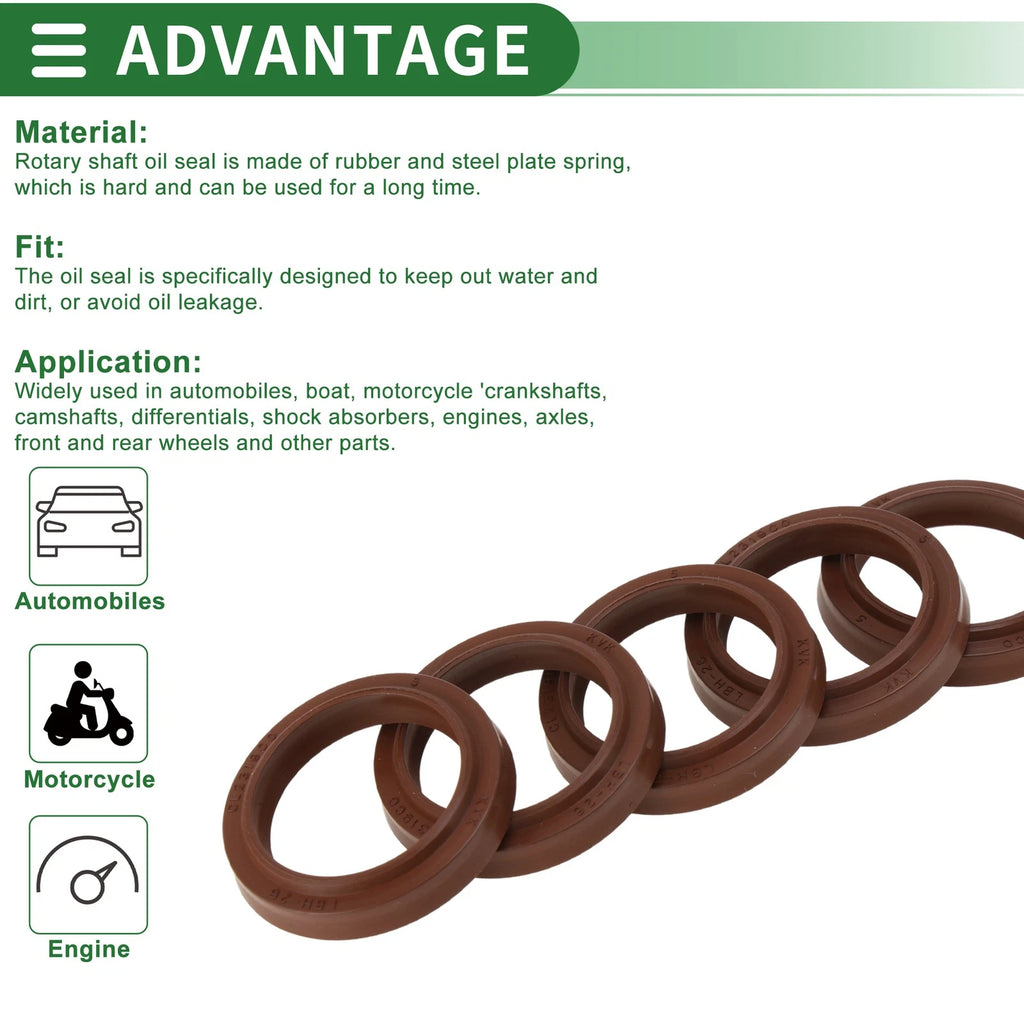 Set of 5 Oil Seal Rotary Shaft Seal FKM Rubber 26x34x4.5mm