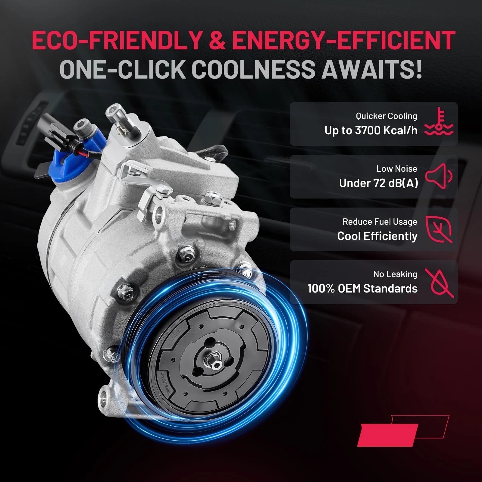 AC Compressor with 4-Groove Pulley for BMW 740i 740iL 750iL (2001)