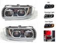 Pair LED Headlights w Dual Function Halo DLR for Peterbilt 388/389 (2013–2025)