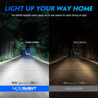 2X 9006 HB4 LED Headlight Bulbs for NOVSIGHT (8000LM, 6500K, 50W)