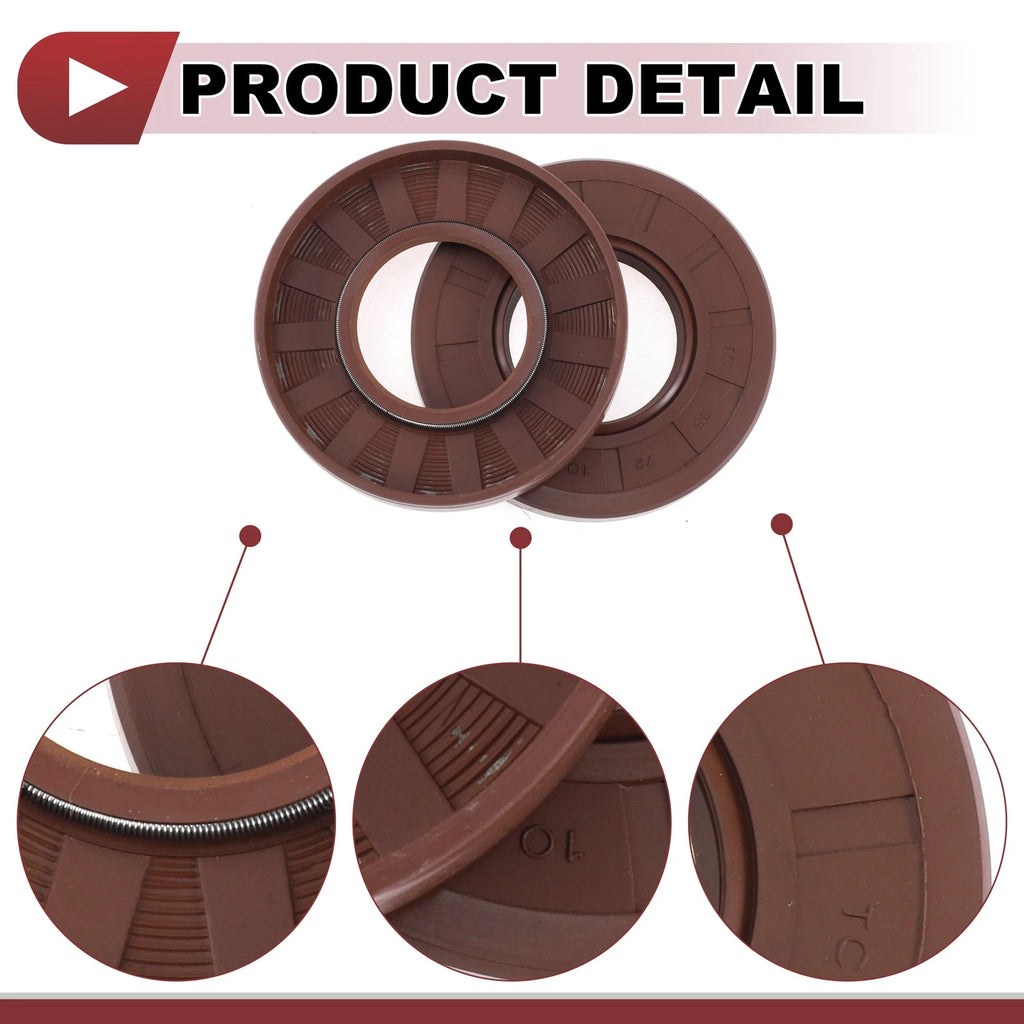 Set of 2 Oil Seal Rotary Shaft Seal FKM Rubber 35x72x10mm