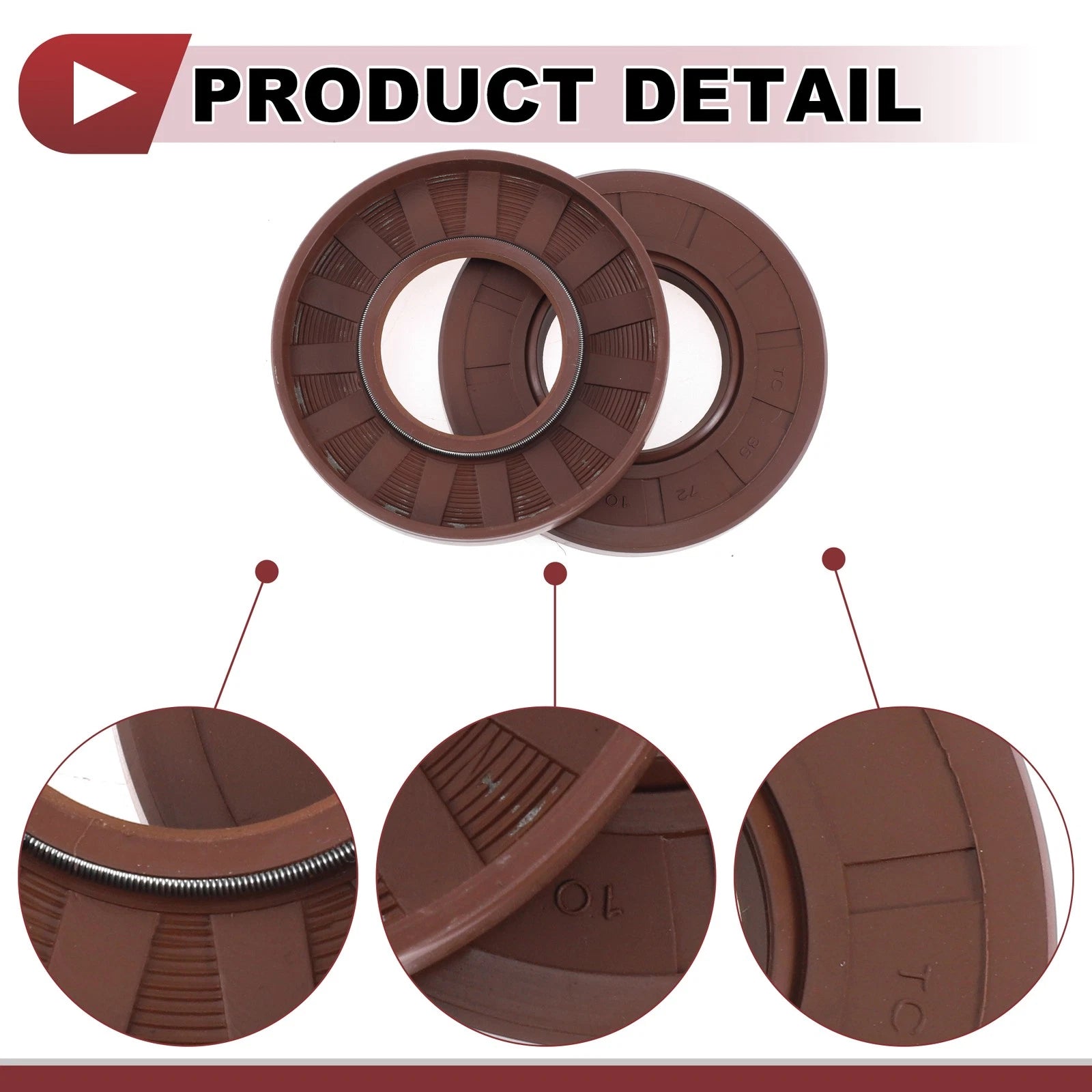 Set of 2 Oil Seal Rotary Shaft Seal FKM Rubber 35x72x10mm