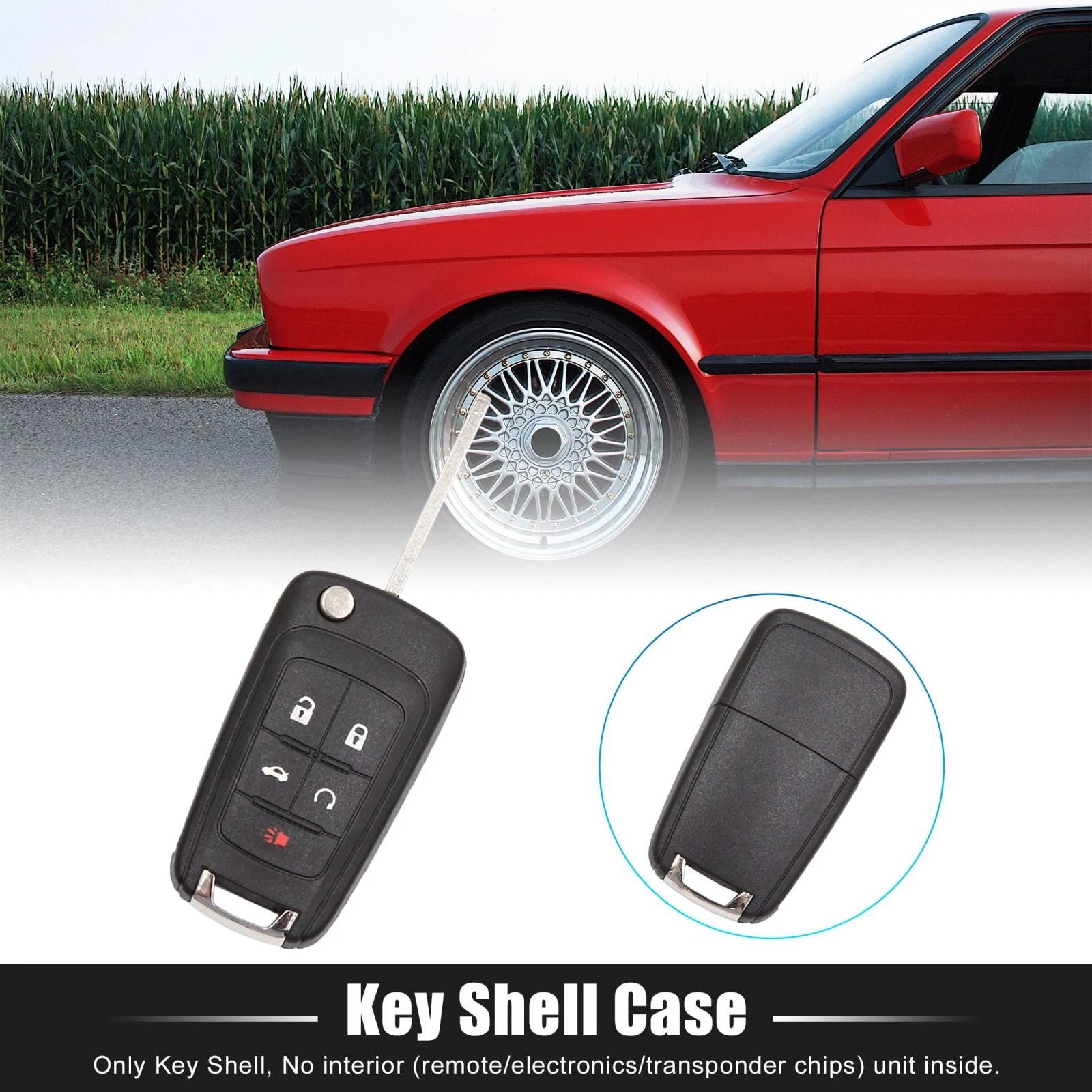 Key Fob Shell Case for Chevrolet Camaro (2010–2015) - 5 Button, Black