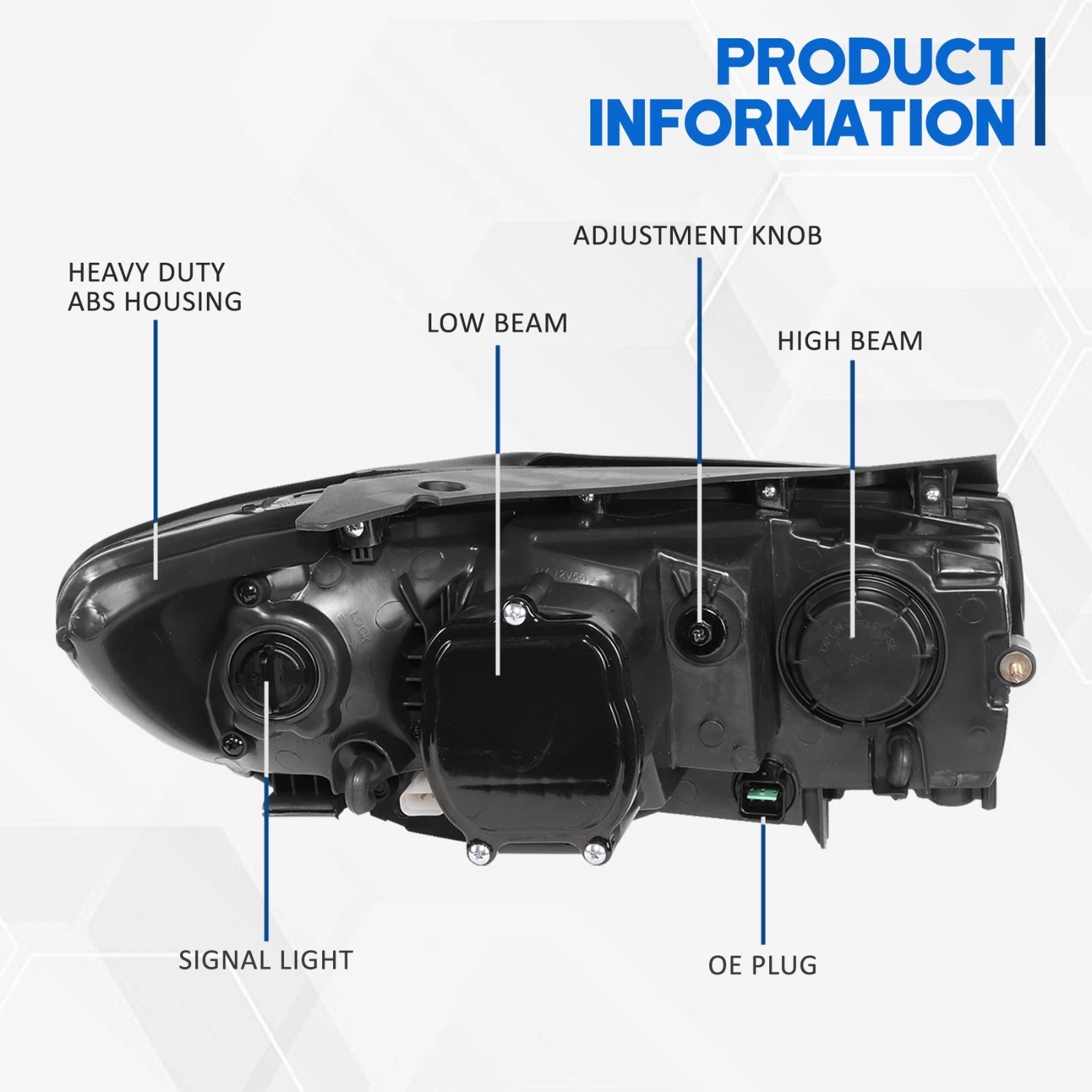 Corner Projector Headlight Lamp Assembly Pair for Hyundai Santa Fe