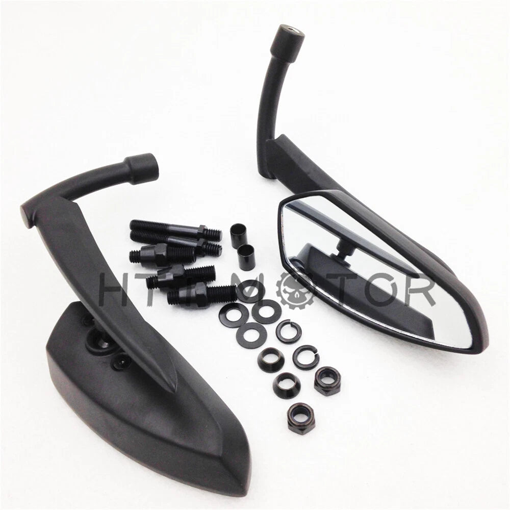 Blade Mirrors for Harley, Kawasaki, Honda, Yamaha Motorcycles (All Models) Black Pair