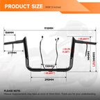 Pre-Wired 12" Meathook Handlebar for Harley Street Glide Special (2014–2023)
