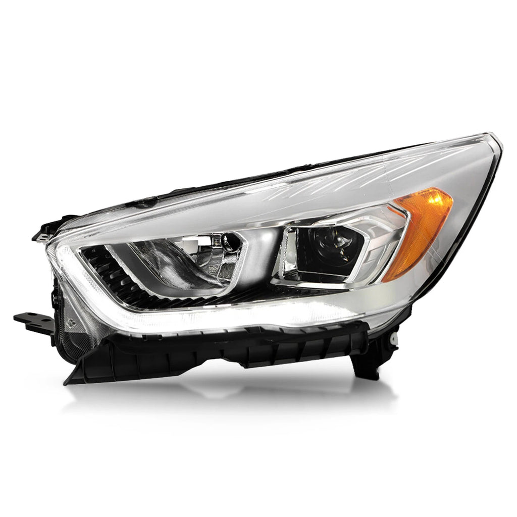 Halogen Headlight for Ford Escape (2017–2019) w/LED DRL Chrome, Left Side