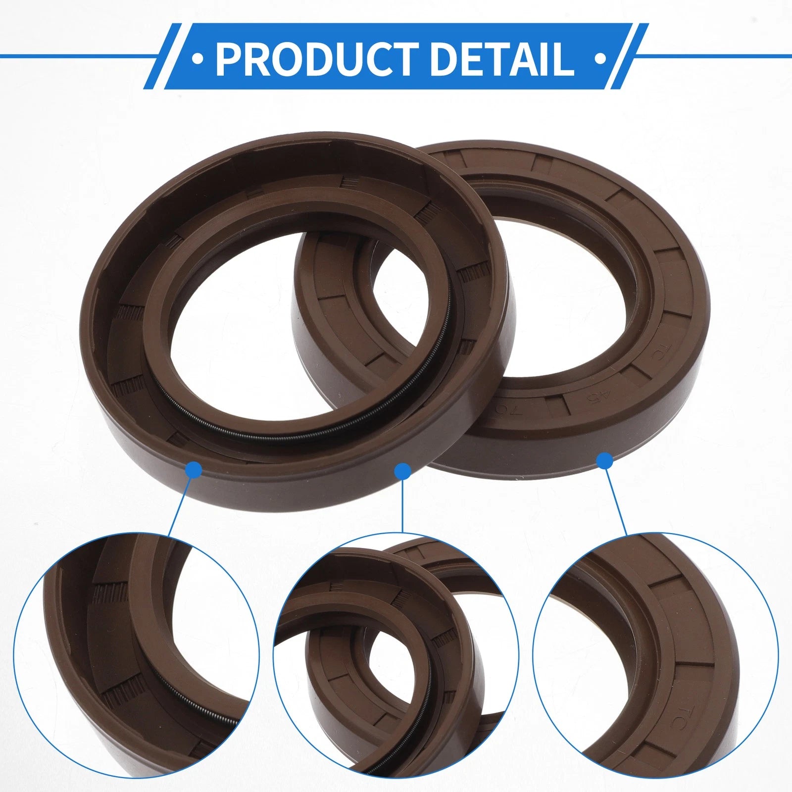Set of 2 Oil Seal Rotary Shaft Seal FKM Rubber 45x70x12mm
