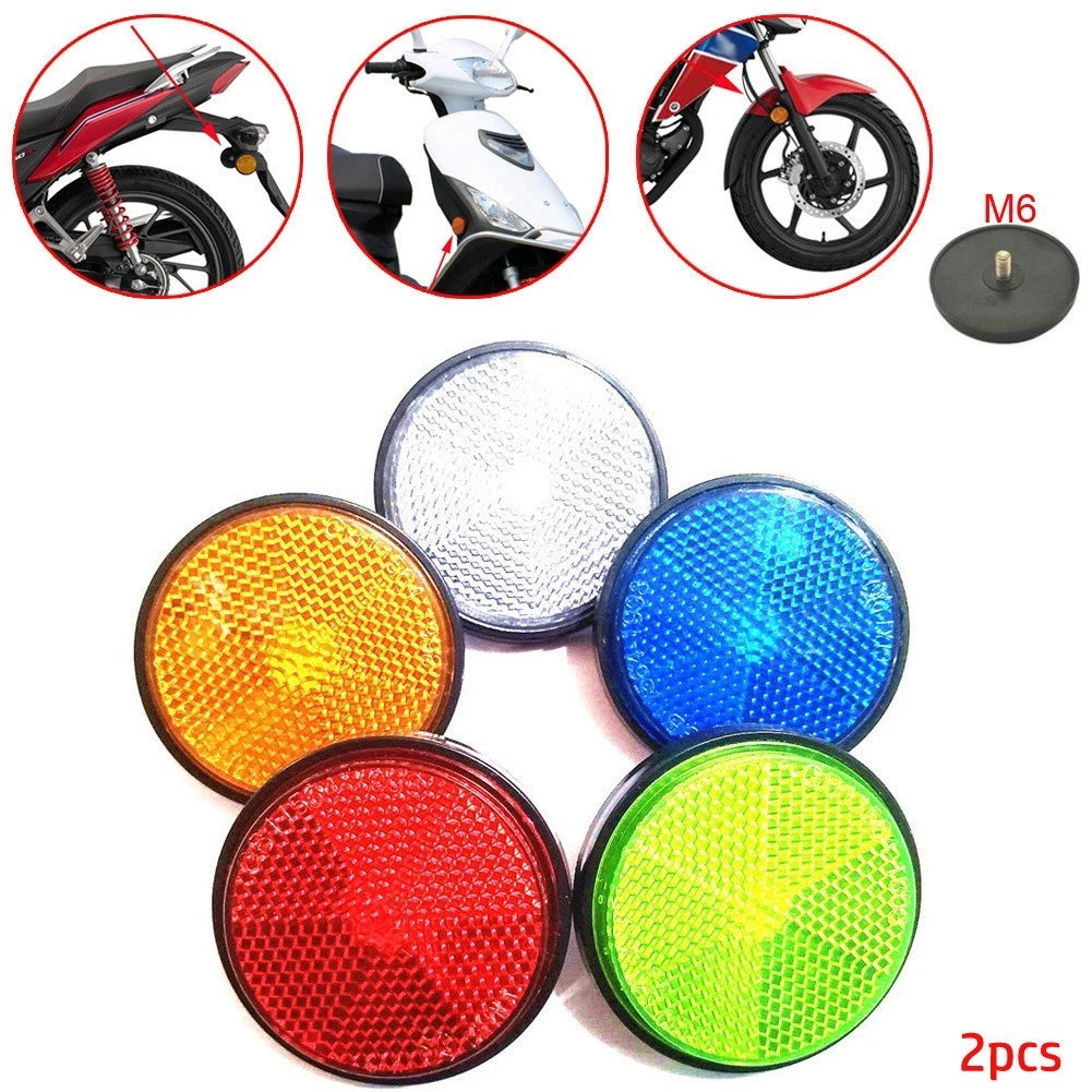 2X Circular Reflectors for Motorcycle, Trucks, Bicycles, Car