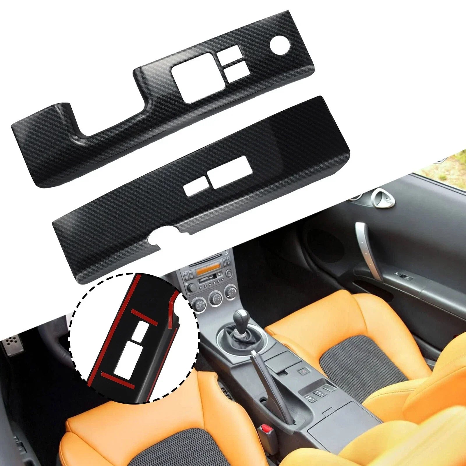 Glass Switch Covers ABS Carbon Fiber for Nissan 350Z (2006���2008)