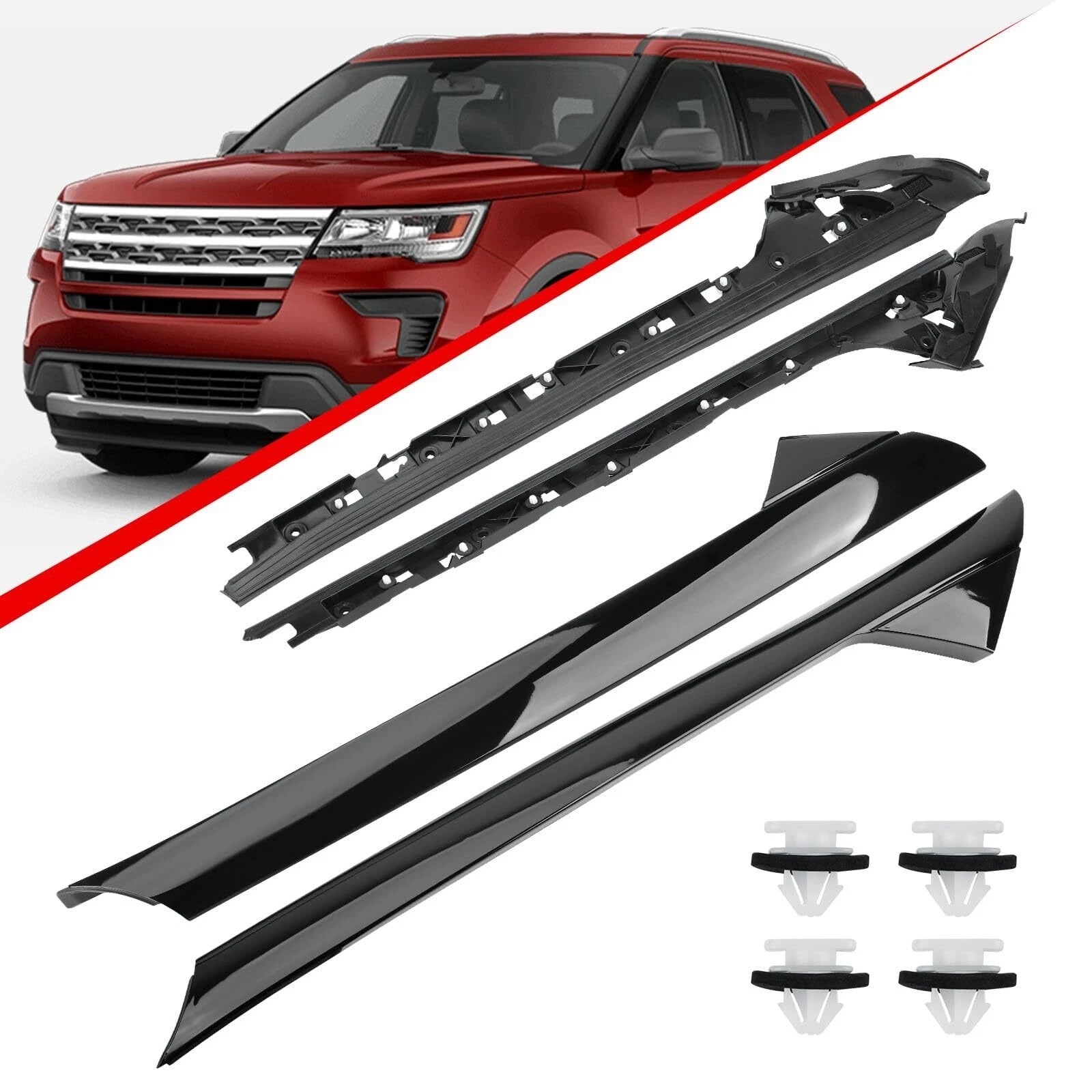 Set of 2 Inner & Outer Windshield A Pillar Molding Trim for Ford Explorer (2011–2019)