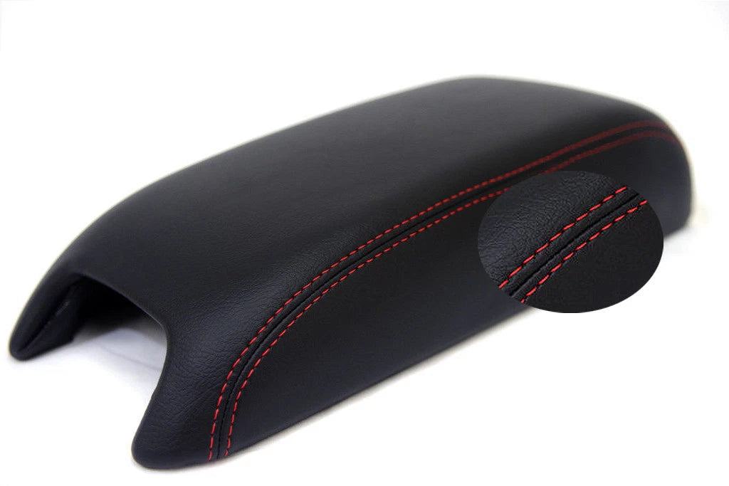 Leather Synthetic Console Armrest Cover for Dodge Journey (2011–2020) Red Stitch