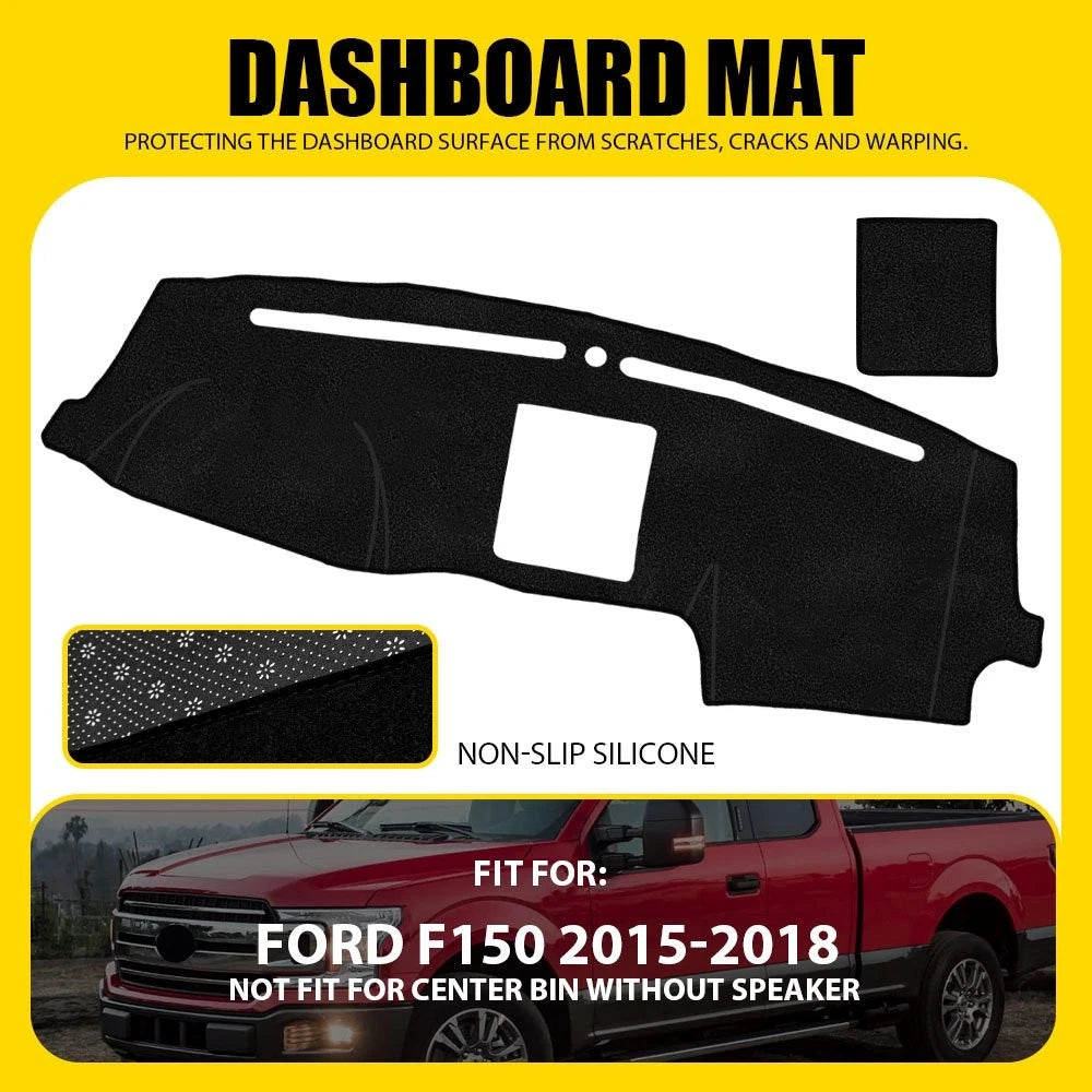 Dashboard Cover Carpet for Ford F150 (2015–2018) - Black Dashmat