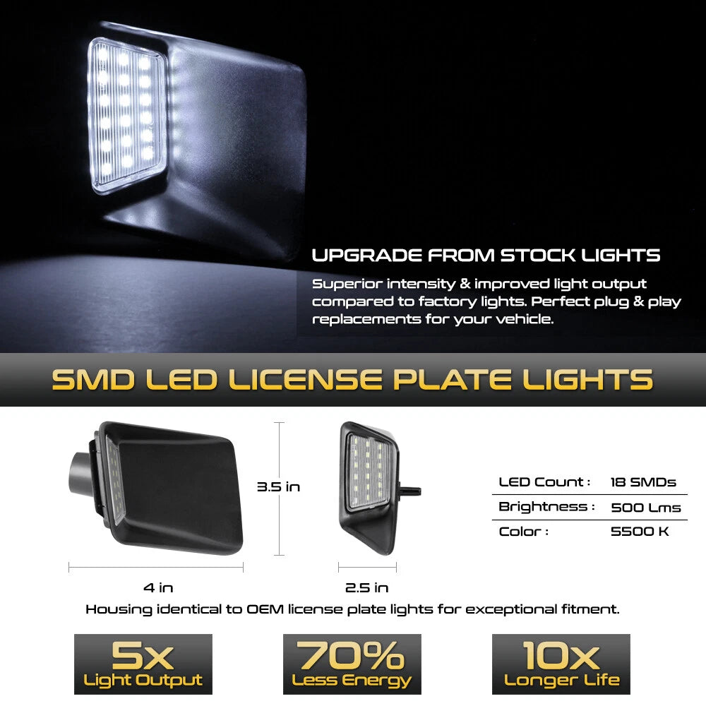 White LED License Plate Lights for Chevy Colorado GMC Canyon (2004–2012)