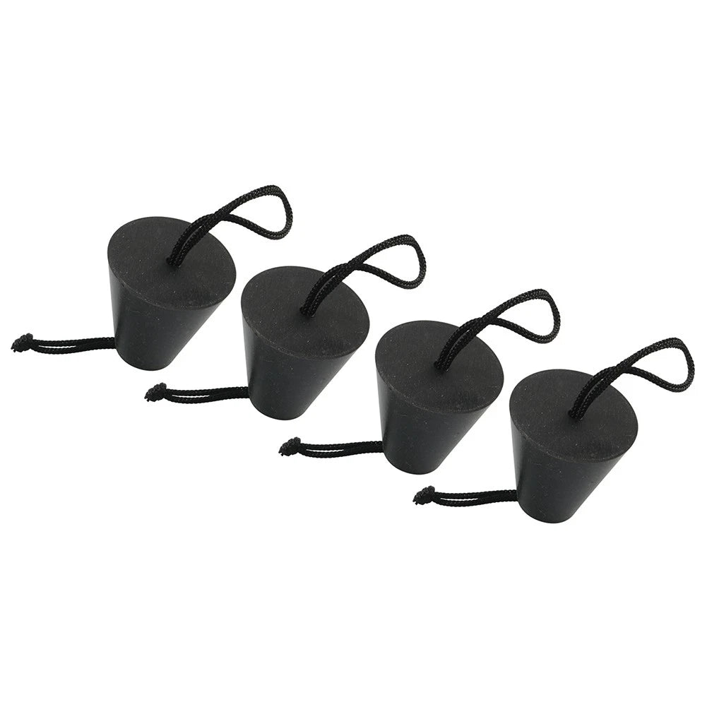 Set of 4 Scupper Plugs for Kayaks (3/4" to 1.5" Holes) Black
