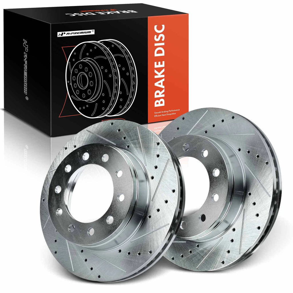 Front Side Drilled Brake Rotors for Ford F-350 F-450 F-550 Super Duty
