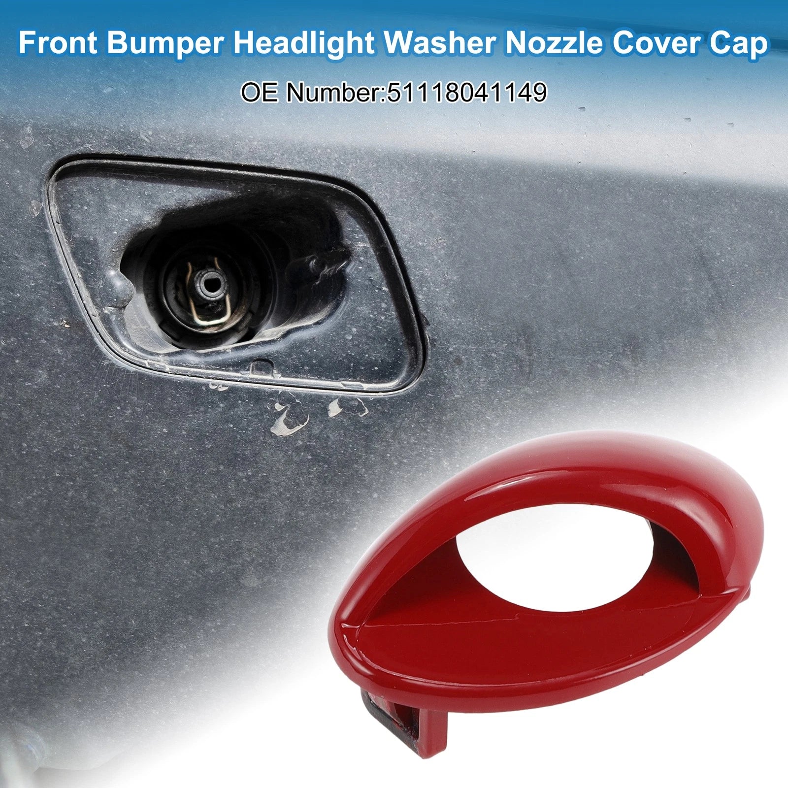 Front Left Bumper Headlight Washer Nozzle Cover Cap for BMW M3 (2008–2013) Red
