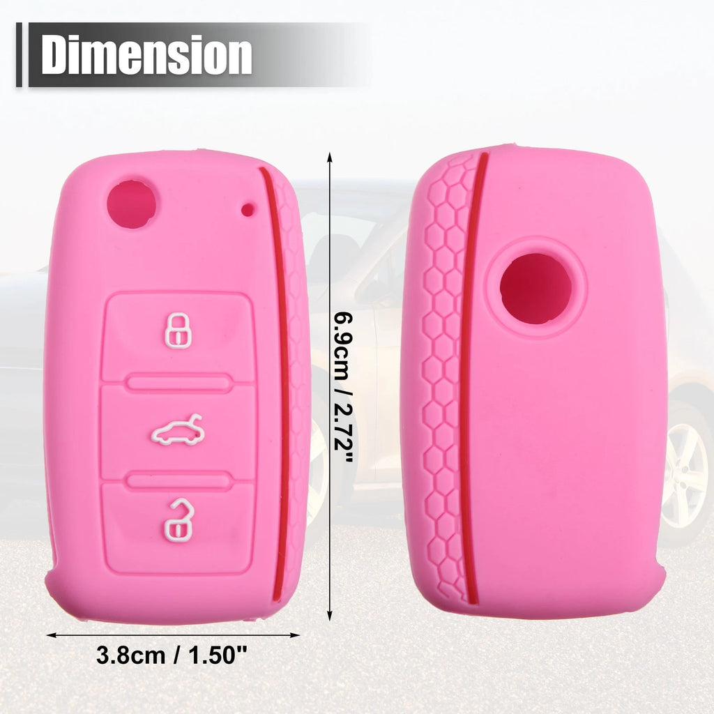 Pink Silicone Key Fob Shell for Volkswagen GTI CC (3 Button)