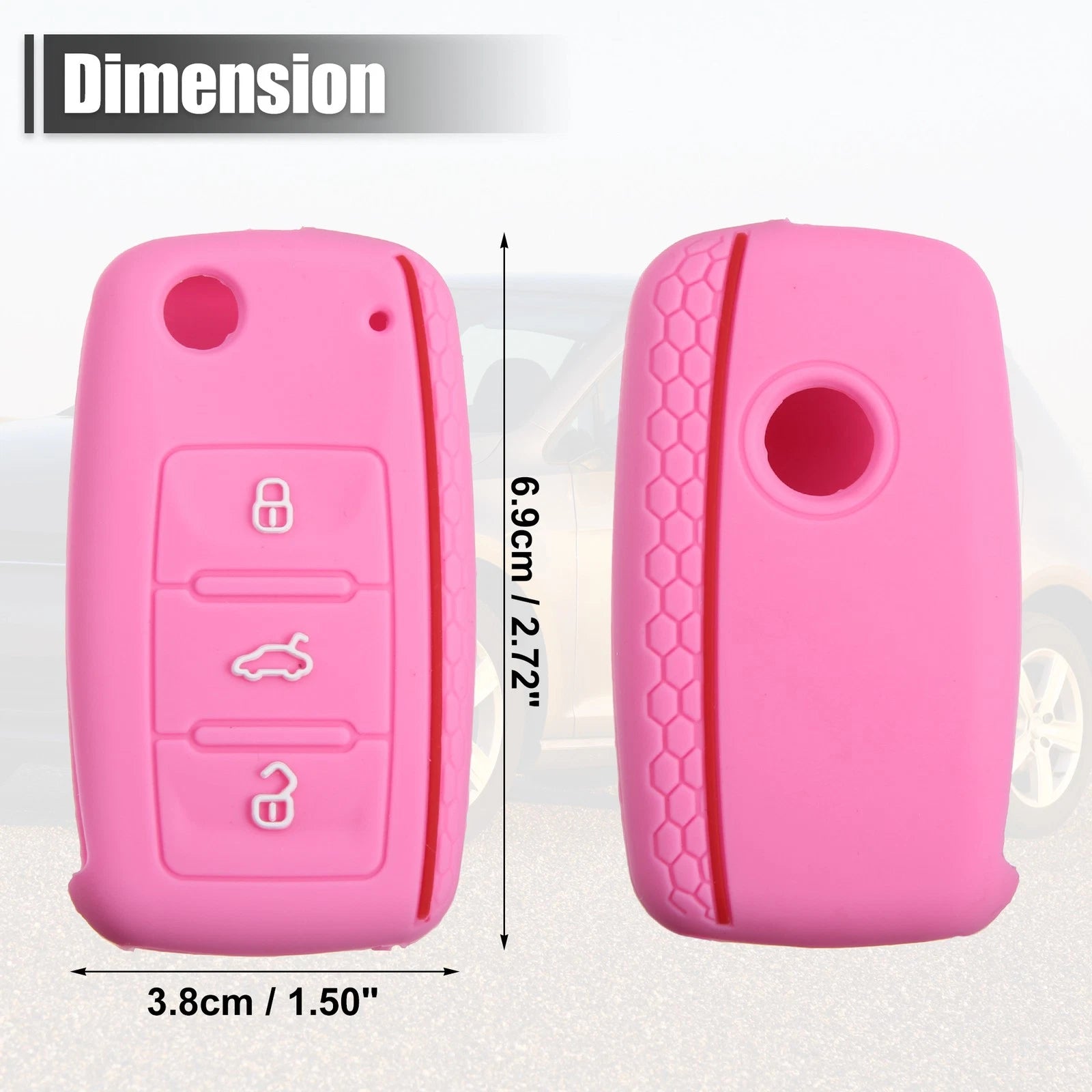Pink Silicone Key Fob Shell for Volkswagen GTI CC (3 Button)