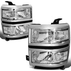 Chrome Headlight & Clear Corner Signal Lamp Set with LED Fog Light for Silverado (2014–2015)