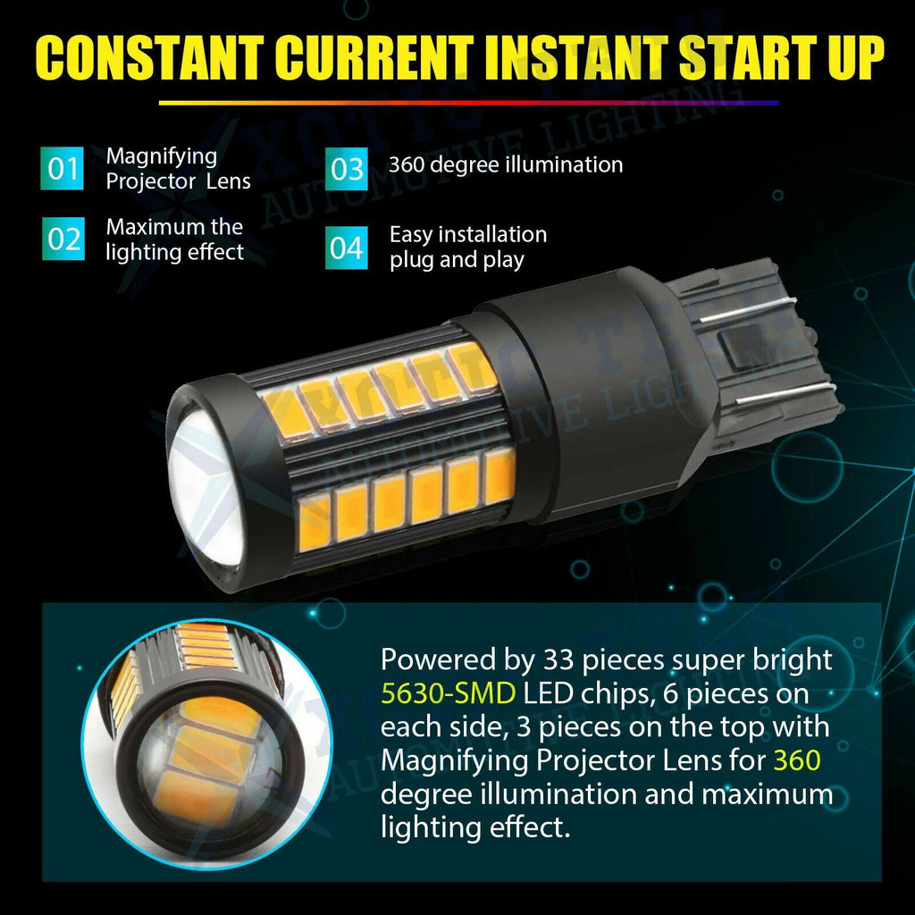 Amber LED Rear Turn Signal Light Bulbs for 2Pcs (7440-7444) (990-991)