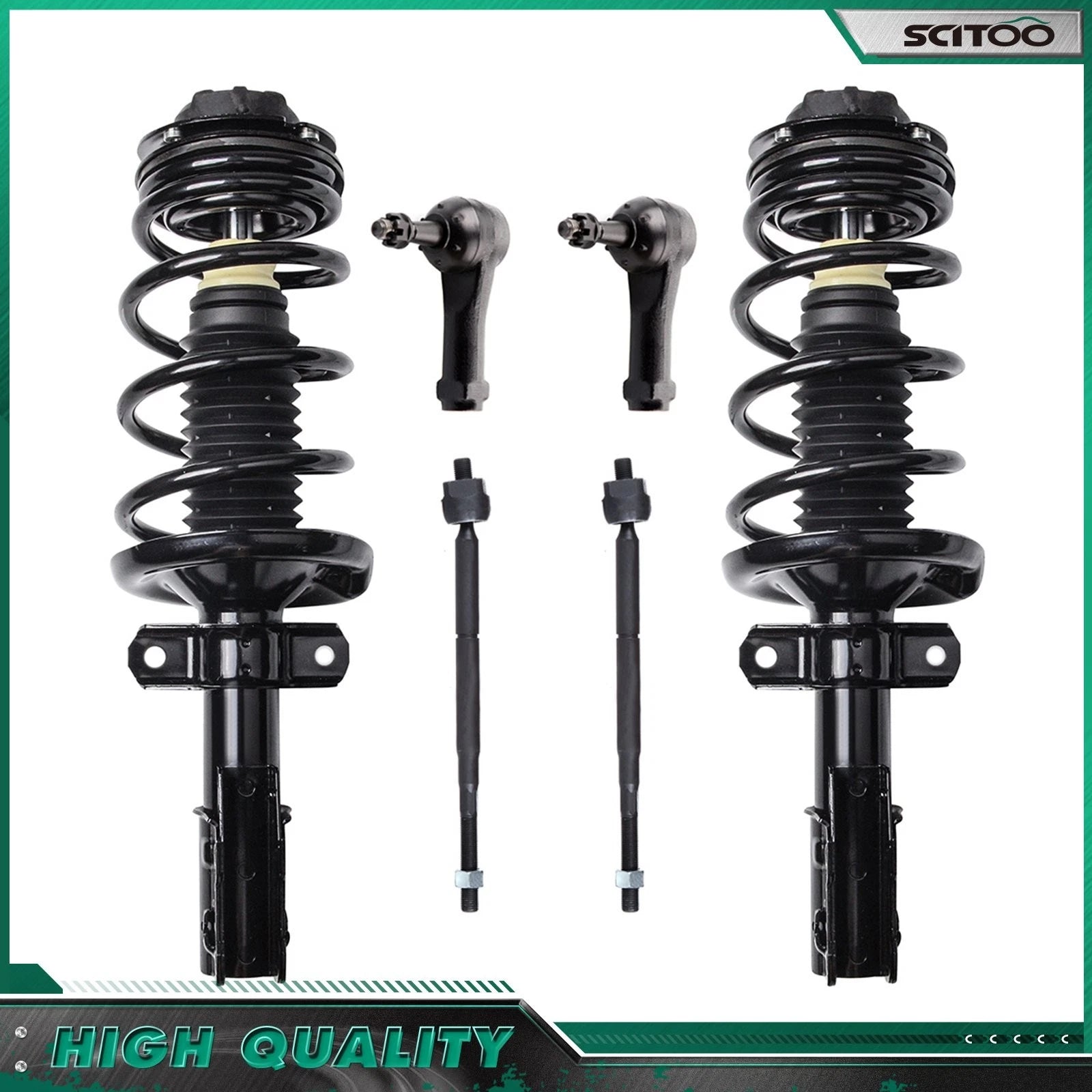 Front Strut Spring Assemblies & Inner Outer Tie Rod for Saturn ION (2003–2007)