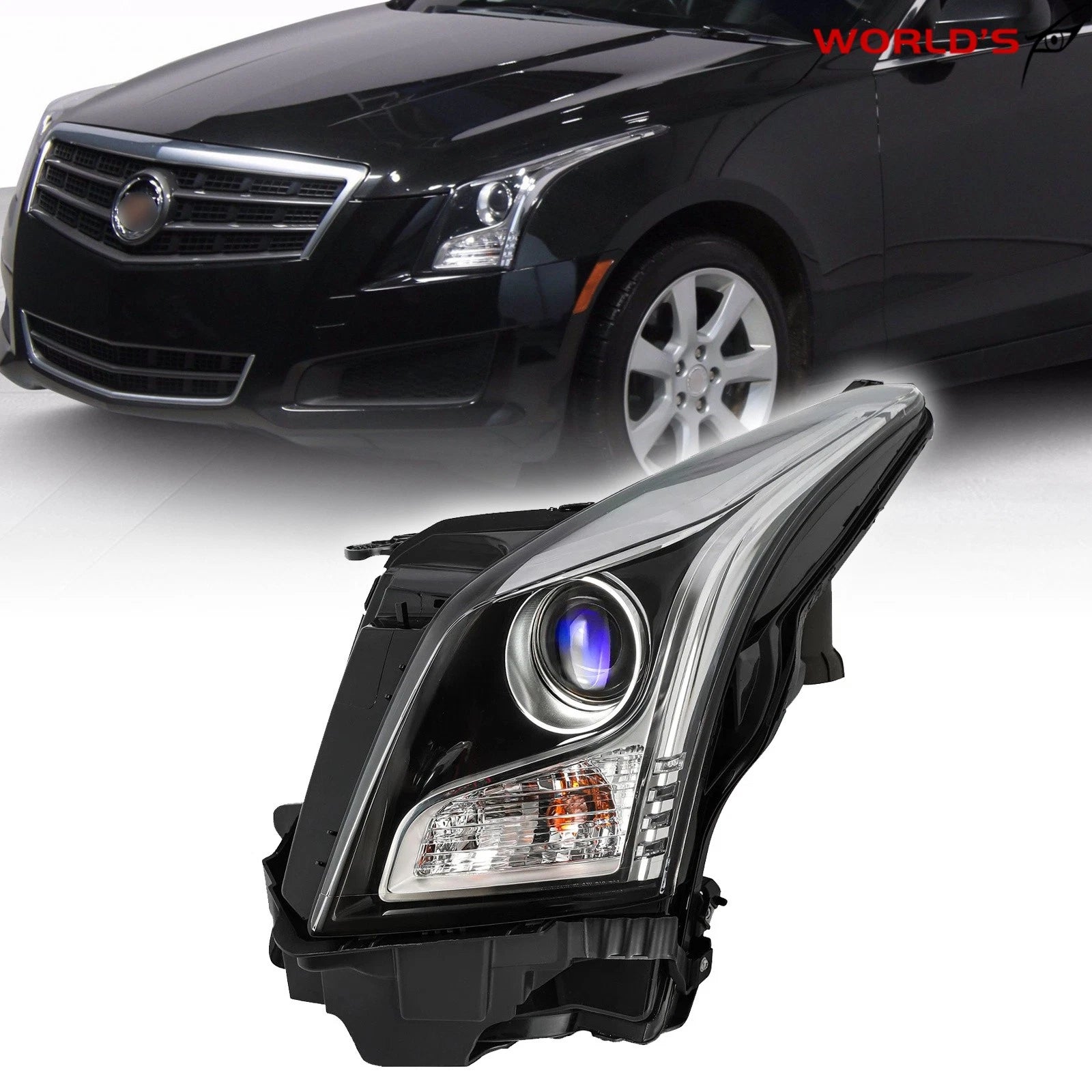 Halogen Projector Headlight Left Driver Side Chrome for Cadillac ATS (2013–2018)