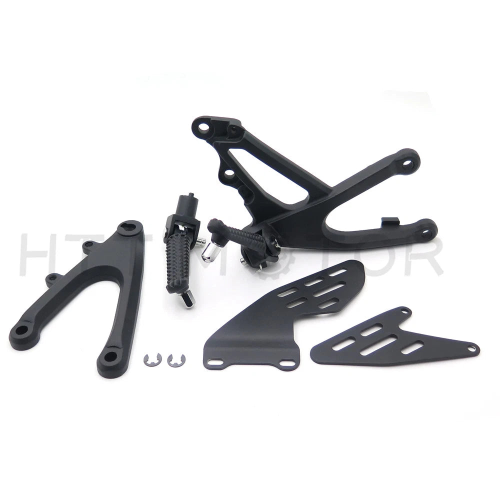 Set of 2 Black Front Rider Foot Pegs Bracket Kit for Yamaha YZF R1 (2007–2008)