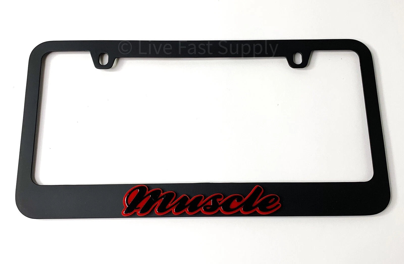 Matte Black License Plate Frame with Red Outline for Muscle Car (Universal)
