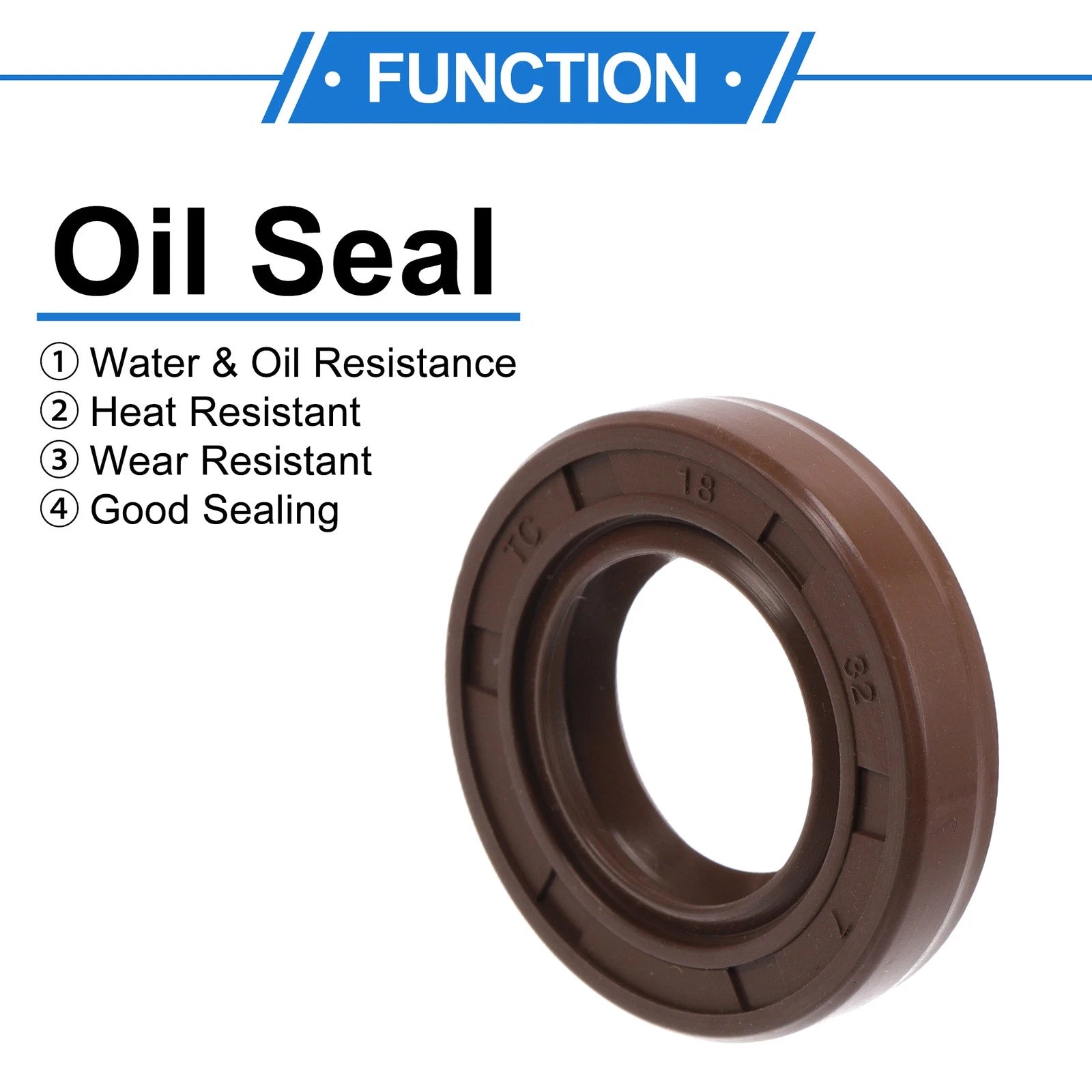 Set of 2 Oil Seal Rotary Shaft Seal FKM Rubber 18x32x7mm