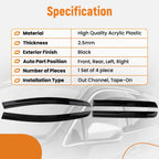 Set of 4 Window Visor Rain Guards for Honda Jazz (2015–2020) Black