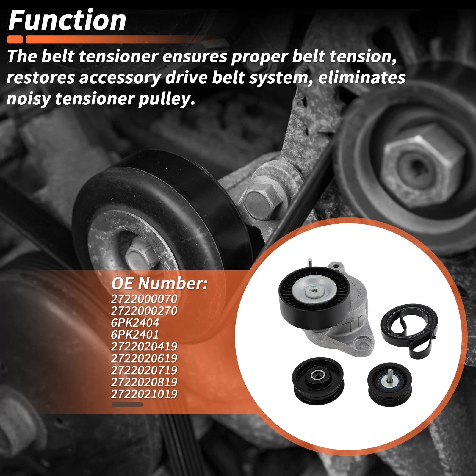 Set of 1 Drive Belt Tensioner Kit for Mercedes-Benz C300 GL550 (2008–2012) 2722000070