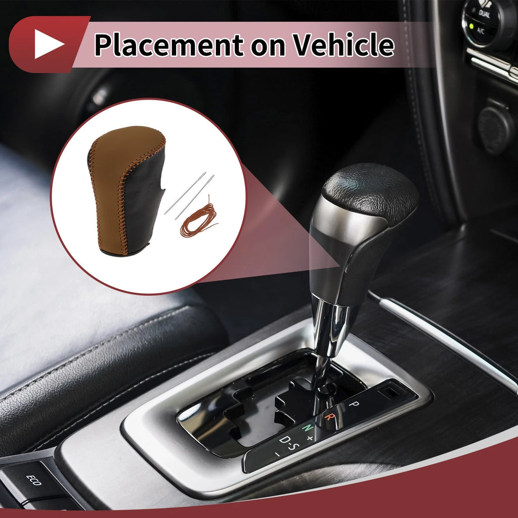 1 Pc Gear Shift Knob Cover for Honda Accord 8 (2008–2012) Black Brown Leather