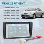 2 DIN Radio Stereo Install Dash Kit with Wire Harness for Honda Civic (2001–2005)