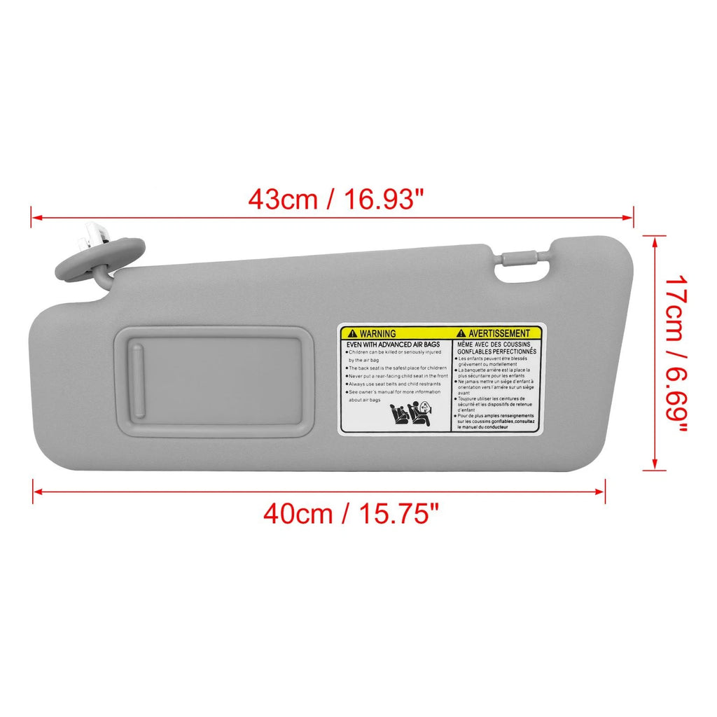 Left Sun Visor for Toyota Highlander (2008–2013) w/ Light 74320-48500-B0 Gray