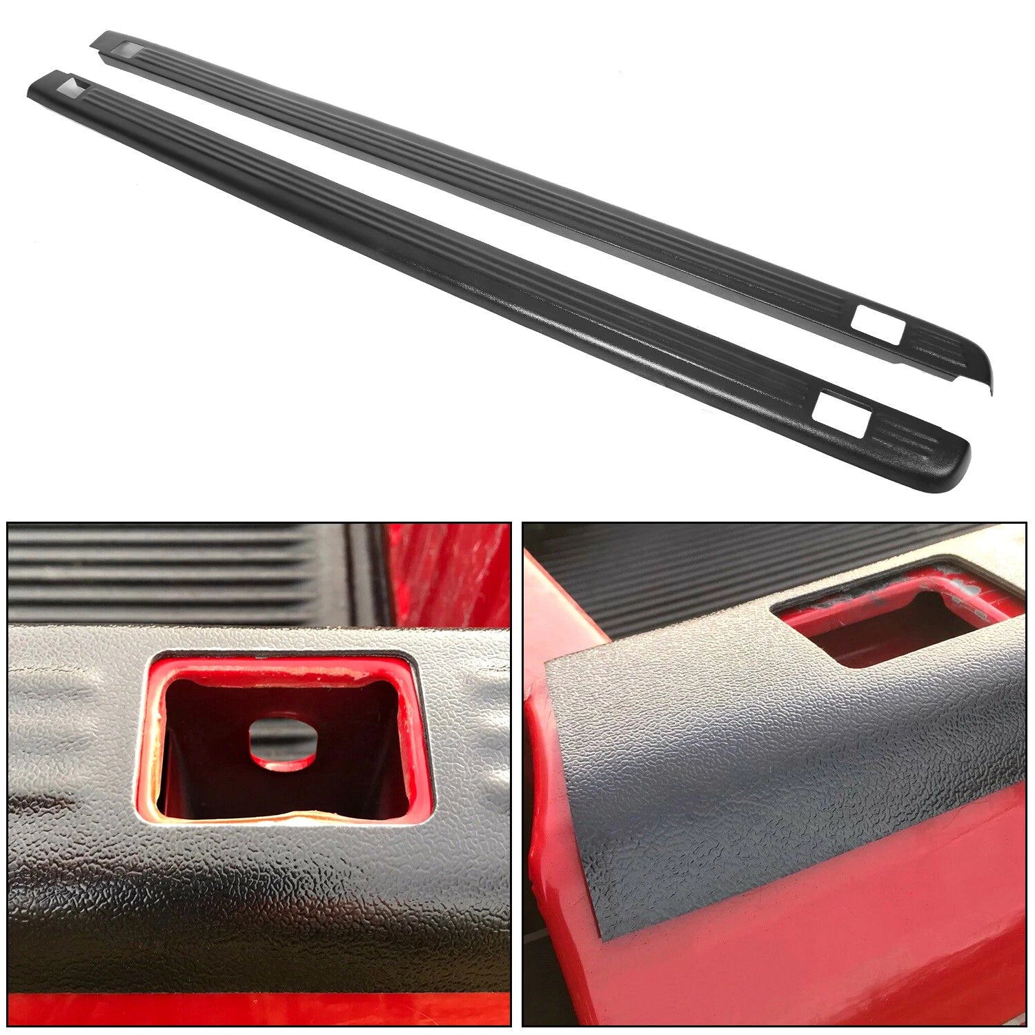 Black Bed Rail Caps for Chevy Silverado / GMC Sierra 1999–2006 6'6" Bed 7201151