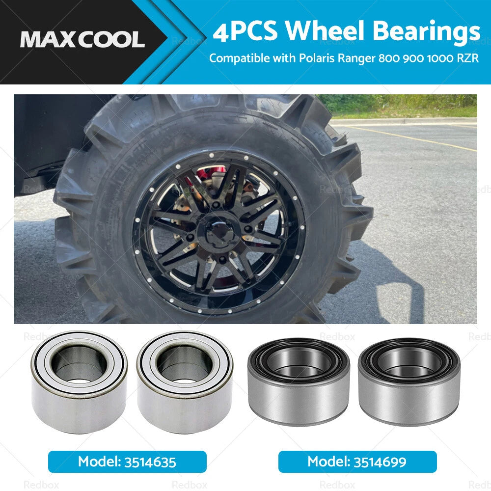 Set of 4 Wheel Bearings for Polaris Ranger 800 900 1000 RZR (2008–2020)