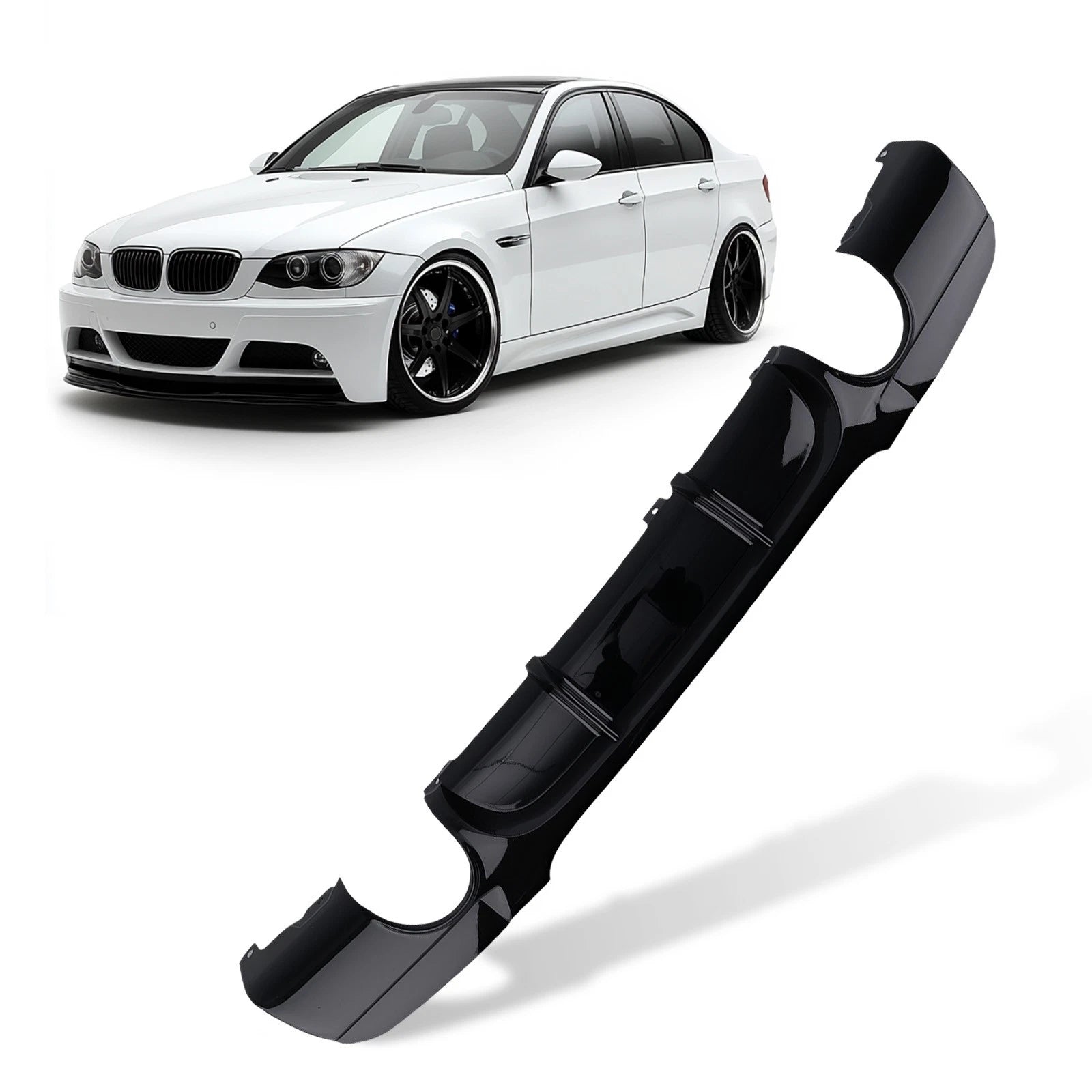 Bumper Lip Diffuser for BMW E90 E91 M Sport (2005–2011) Gloss Black PP