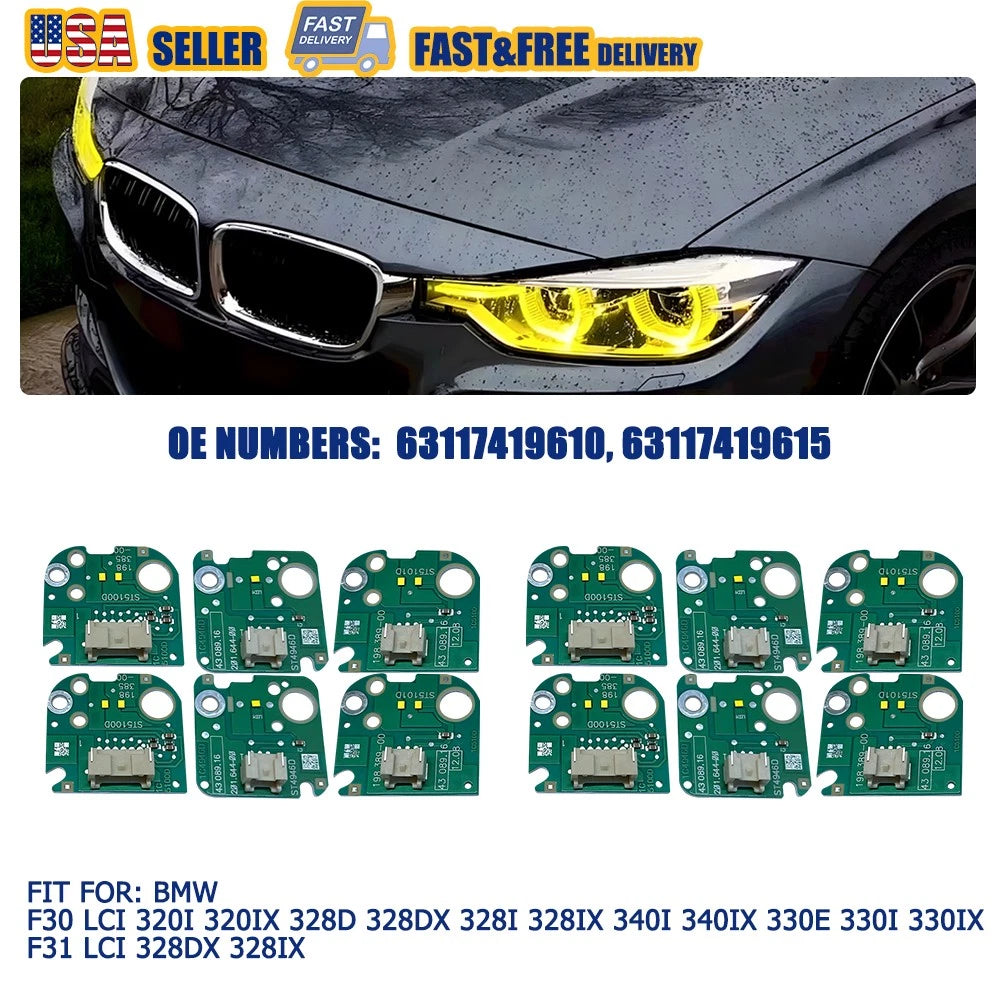 2X Yellow Angel Eye DRL LED Board for BMW F30 F31 LCI (2012–2019)