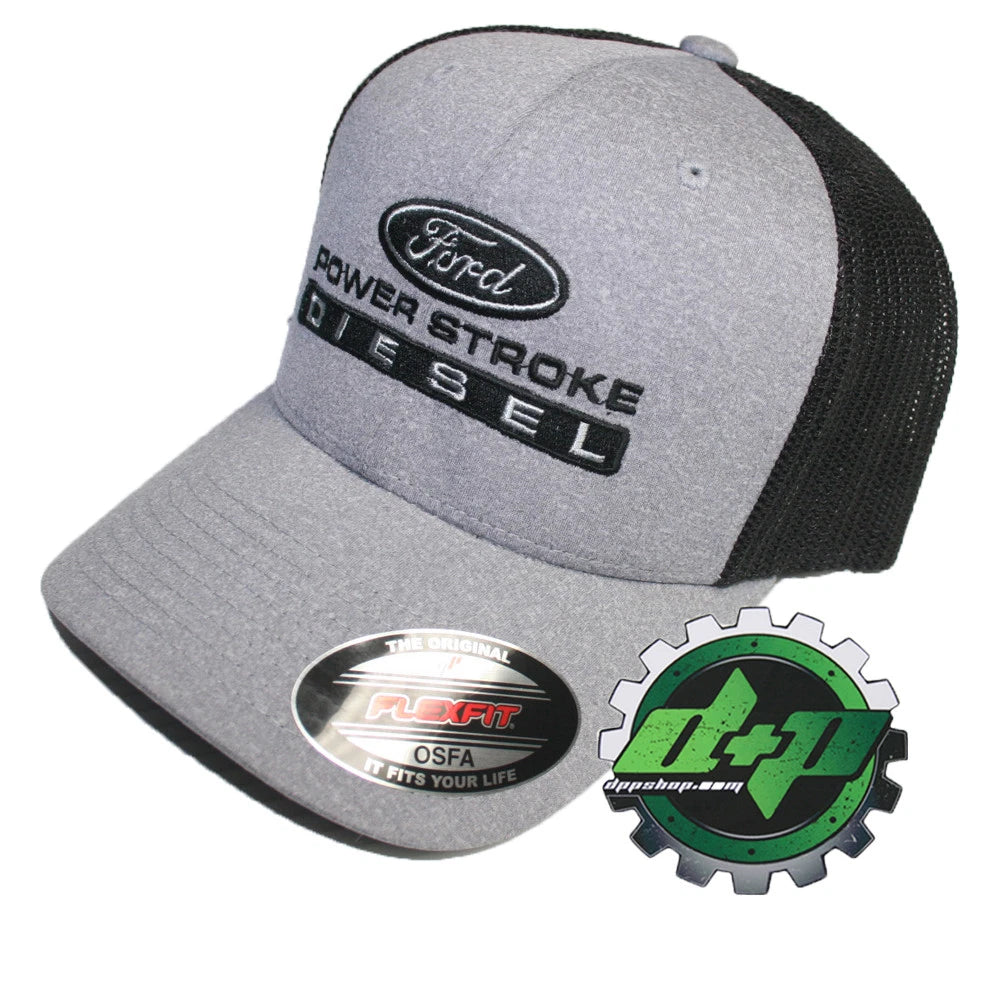 Black Flexfit Trucker Hat for Ford Powerstroke Diesel (OSFA)