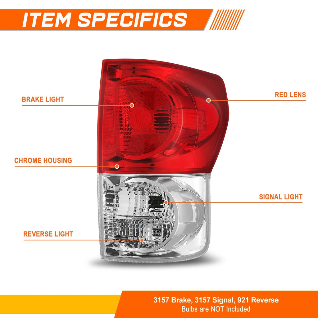 Right Side Chrome Tail Brake Light Stop Lamp for Toyota Tundra (2007–2009)