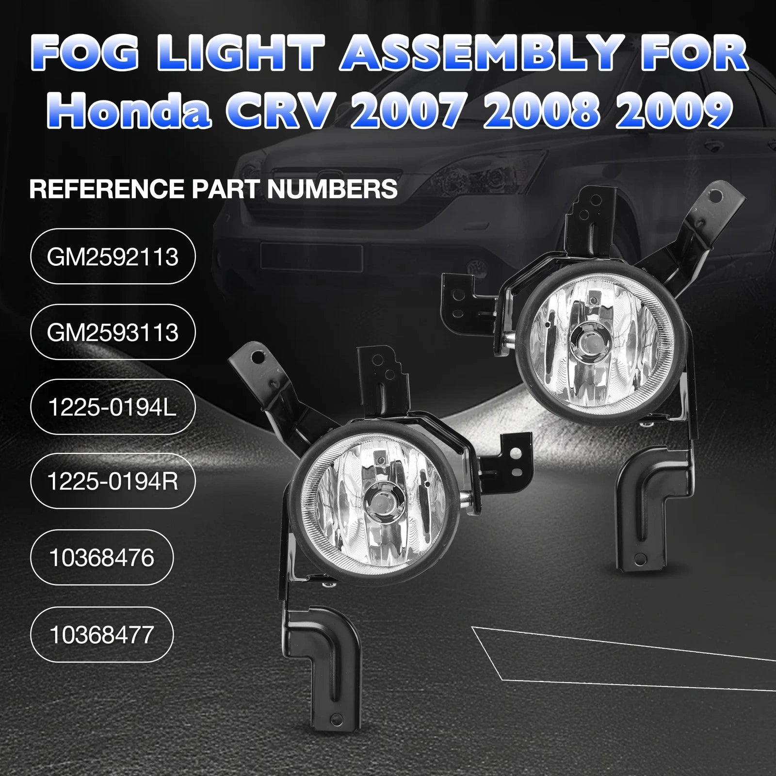 Fog Light Kit Pair for Honda CR-V (2007–2009) - Clear, Front Bumper