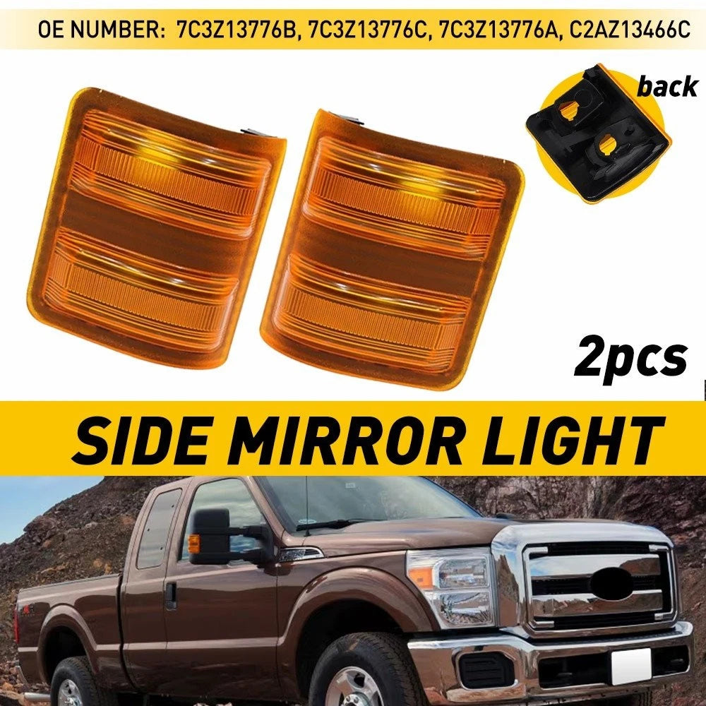 2Pcs Side Tow Mirror Turn Signal Light Lens Amber for Ford F250 F350 F450 (2000–2023)