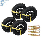Set of 4 Tie Downs for Cars with Snap Hooks 2"x 96" Classic Yellow
